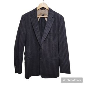 Paul Stuart Mens Dark Gray Striped Wool Blazer Size 41 XL